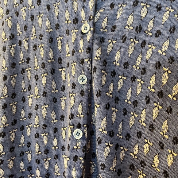 Garnet Hill Patterned Blue Lightweight Cardigan 100% Merino Wool 3/4 Sleeves - Picture 6 of 11